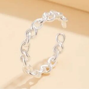 3/$25 White Irregular Chain Link Open Ring Size is Adjustable Unisex Metal Biker